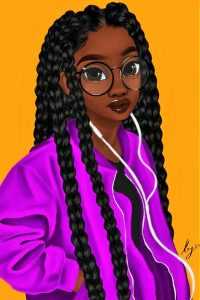 Braid Black Girl Cartoon Wallpaper 12