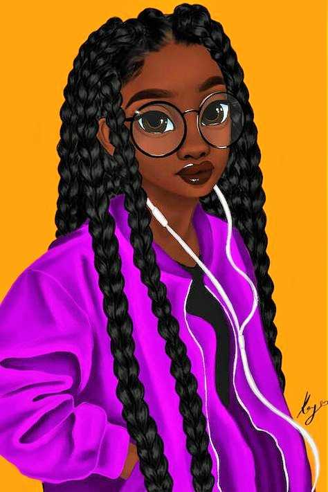 Girl afro cartoon black 