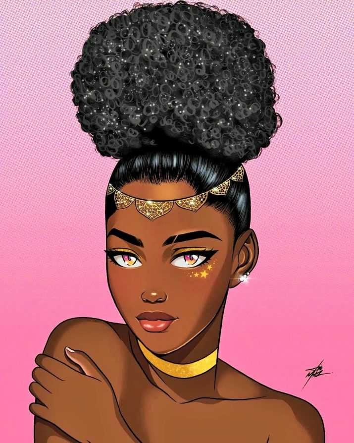 Elegant Black Girl Cartoon Wallpaper 1