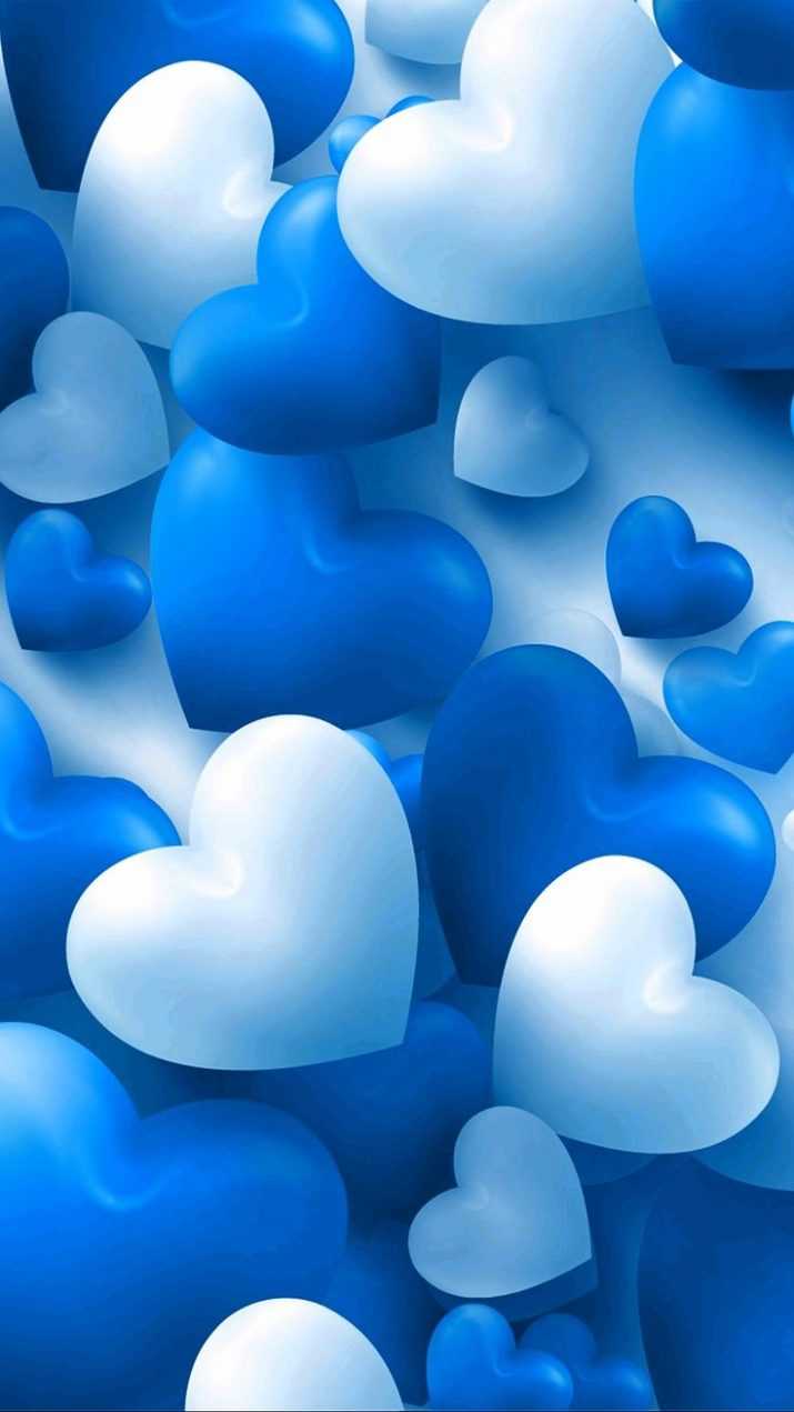 White & Blue Heart Wallpaper 1