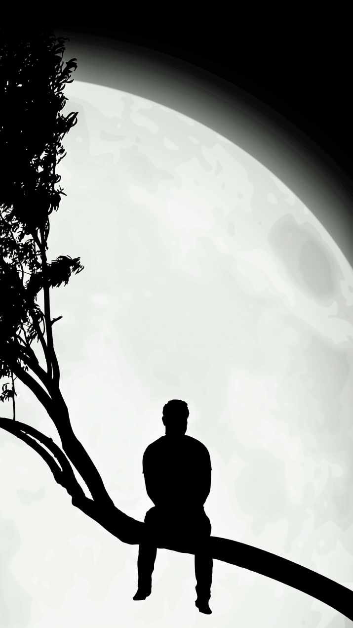 Moon & Sad Alone Wallpaper 1