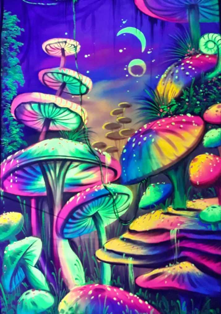 Night Trippy Mushroom Wallpaper 1