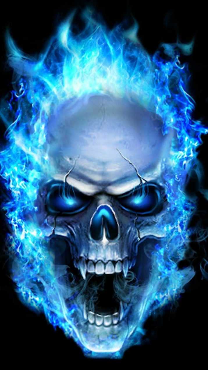 Skull Blue Fire Wallpaper 1