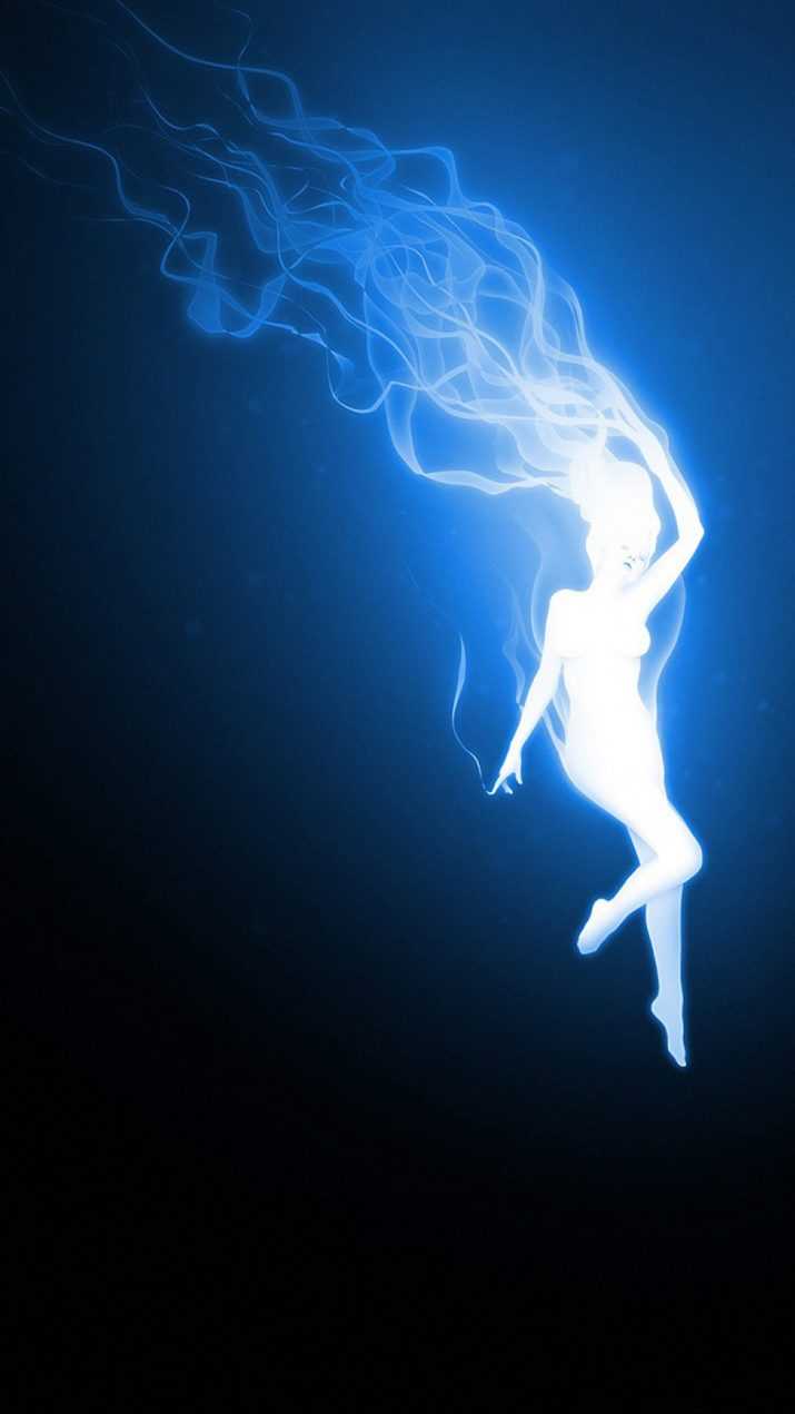 Girl Blue Fire Wallpaper 1