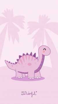 Pink Cute Dinosaur Wallpaper 7
