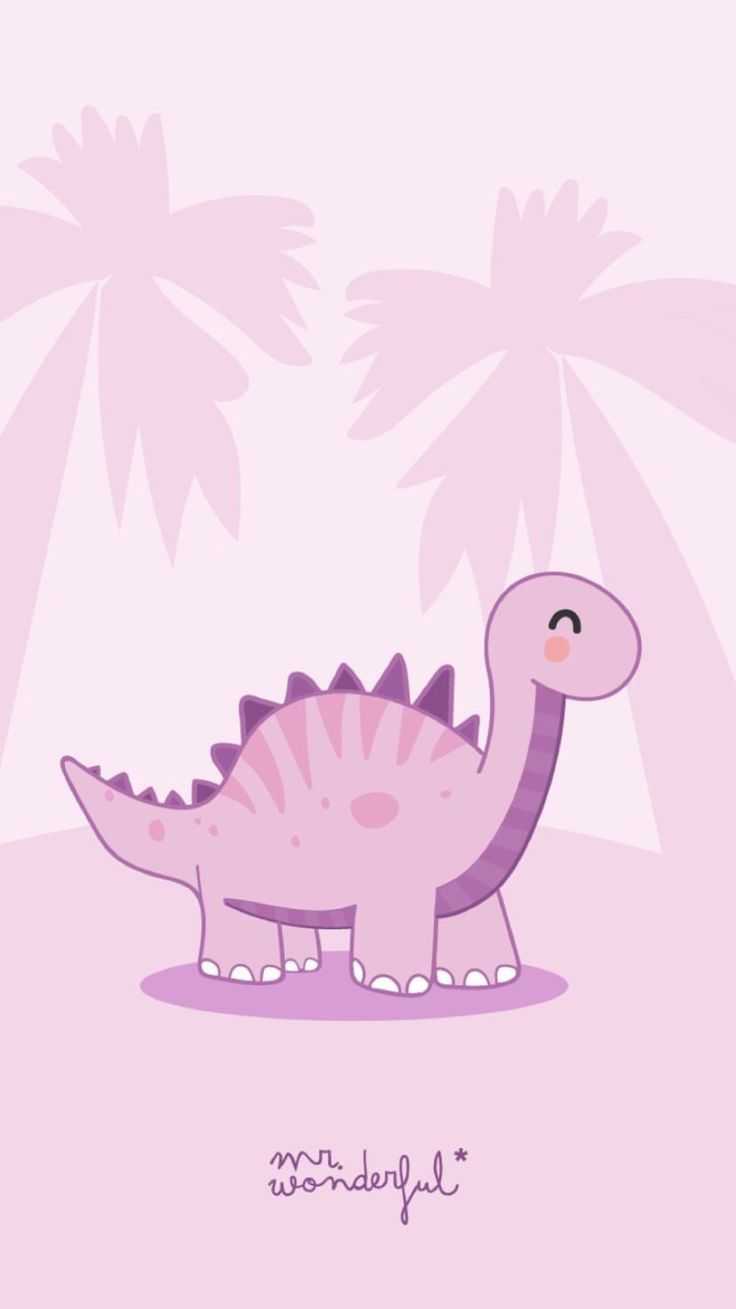 Pink Cute Dinosaur Wallpaper 1