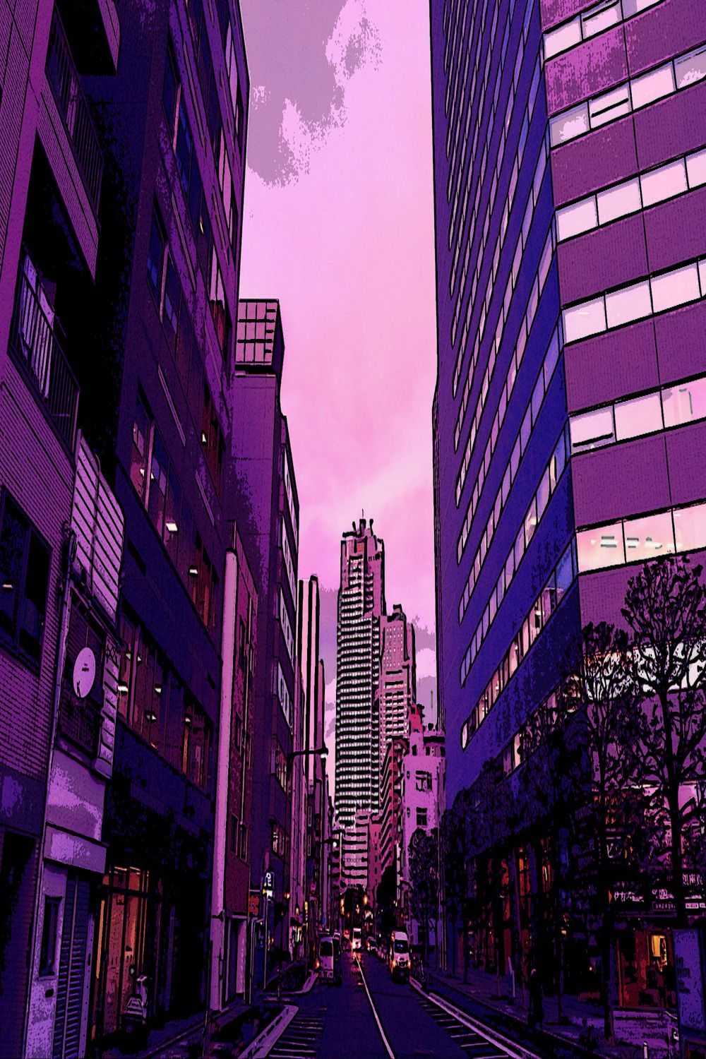 City Purple Aesthetic Wallpaper 1