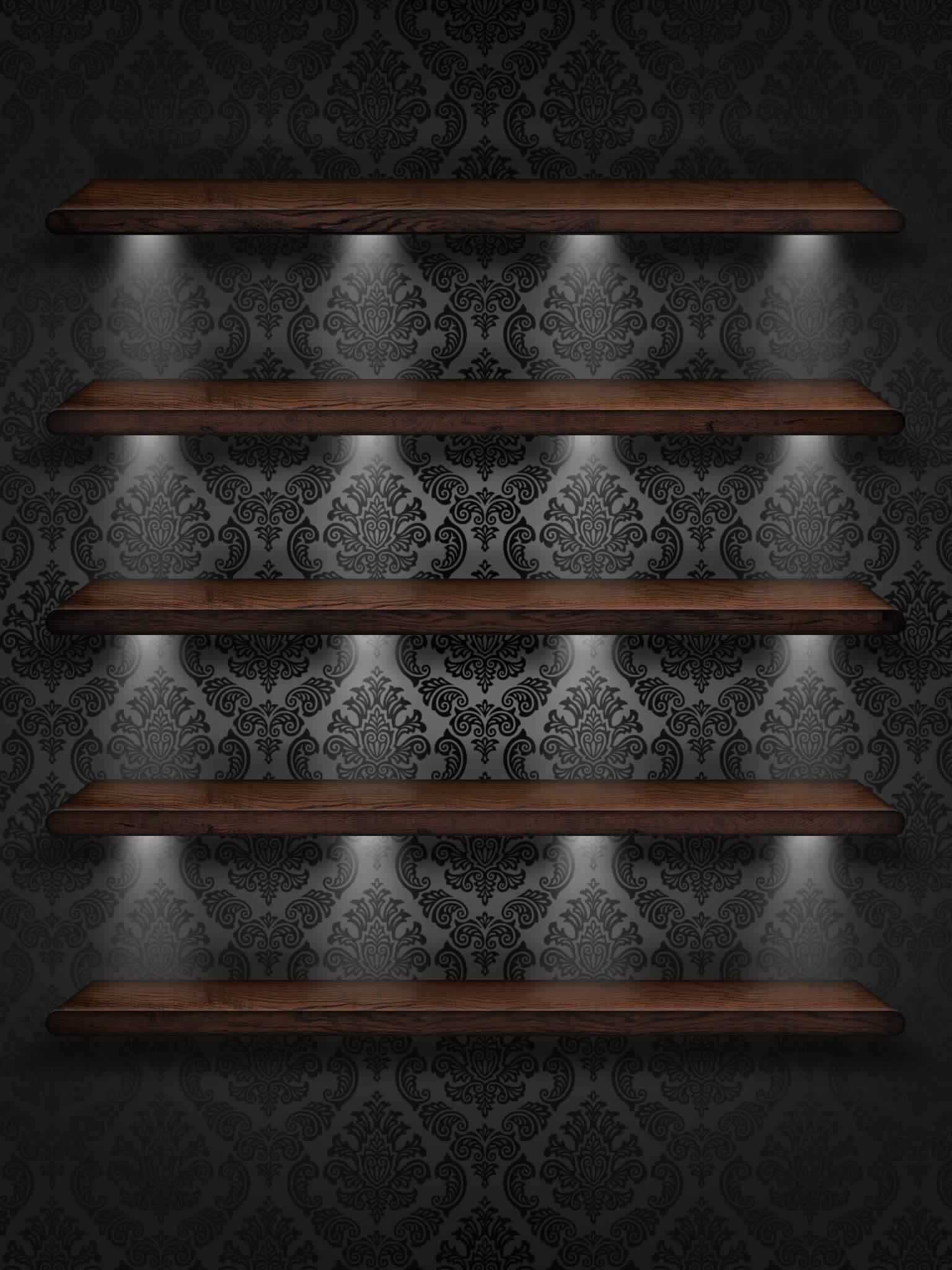 Aesthetic Black Wallpaper With Shelves 1
