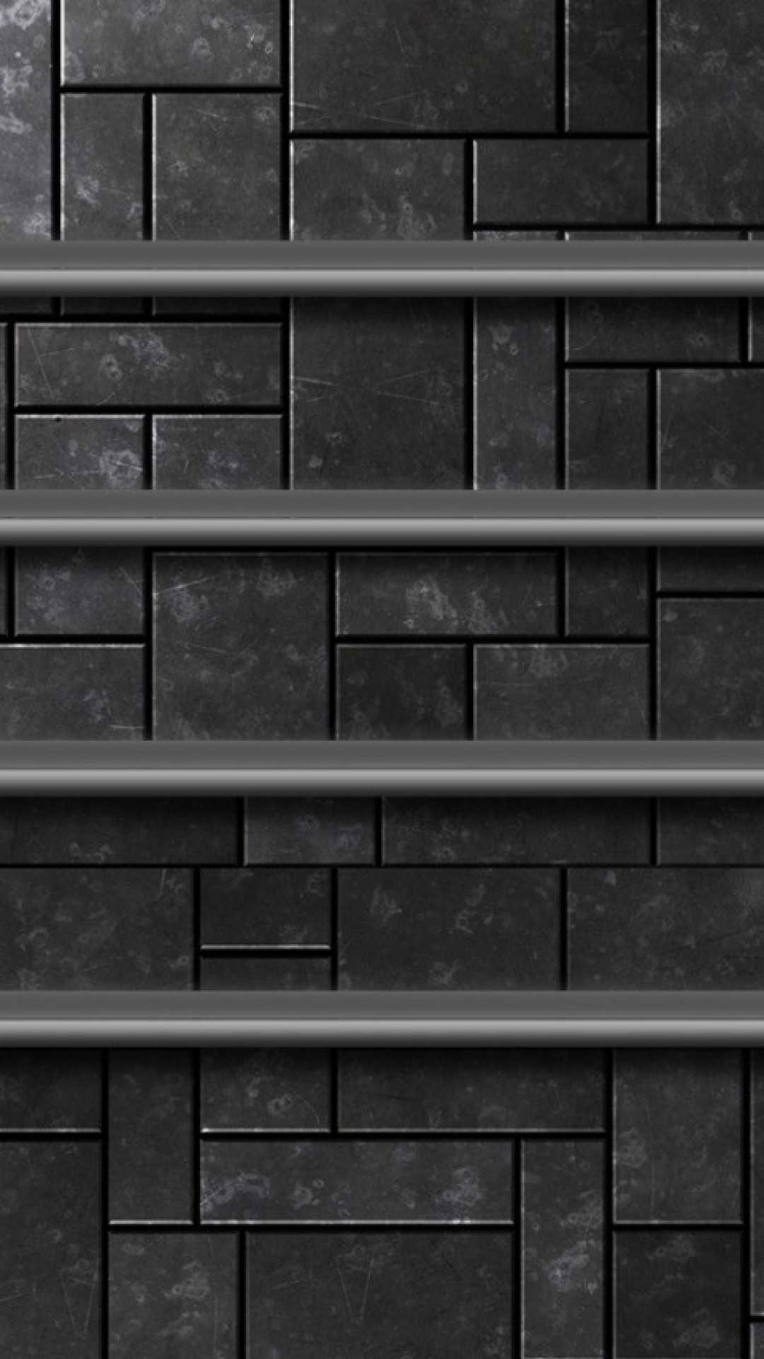 Matte Black Wallpaper With Shelves 1
