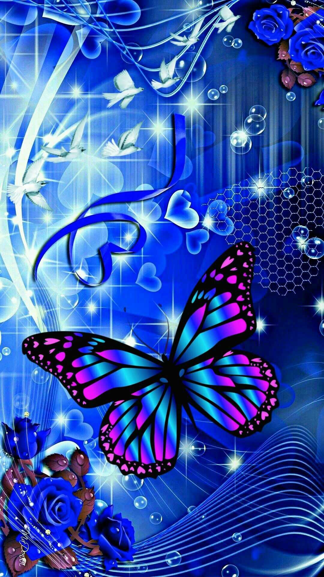Phone Blue Butterfly Wallpaper 1