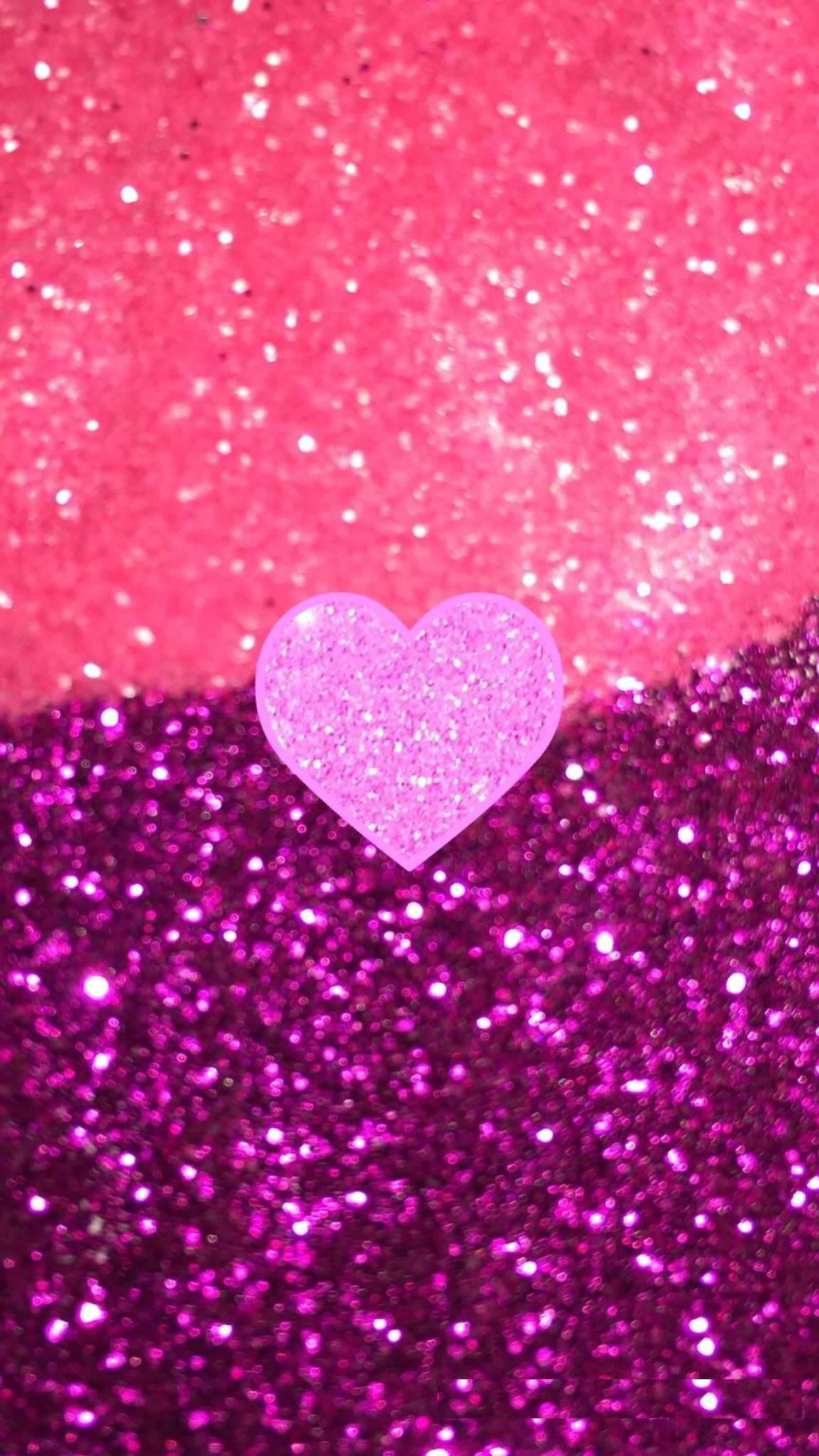 Glitter Pink Heart Wallpaper 1